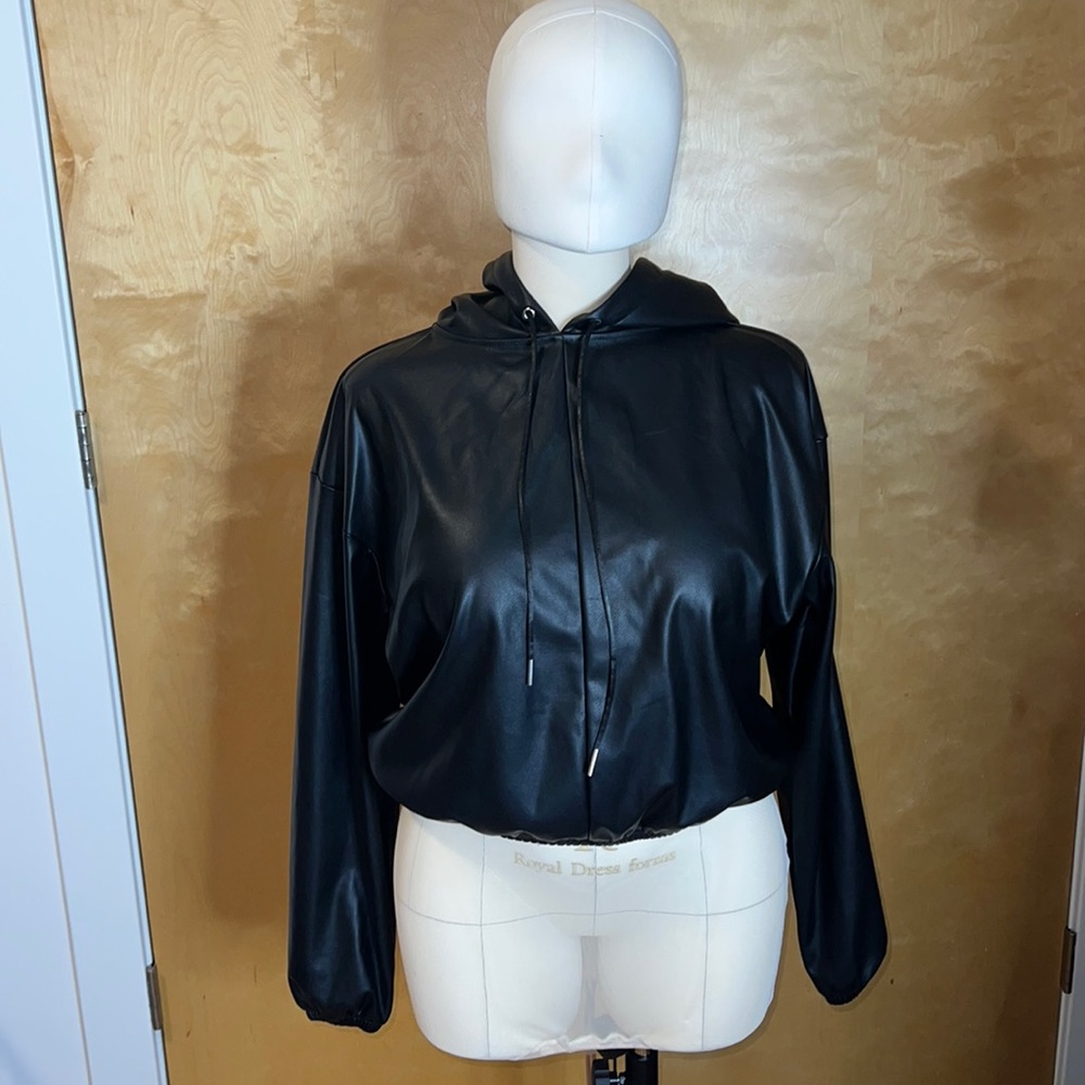 Fabletics Vegan Leather Hoodie in Medium